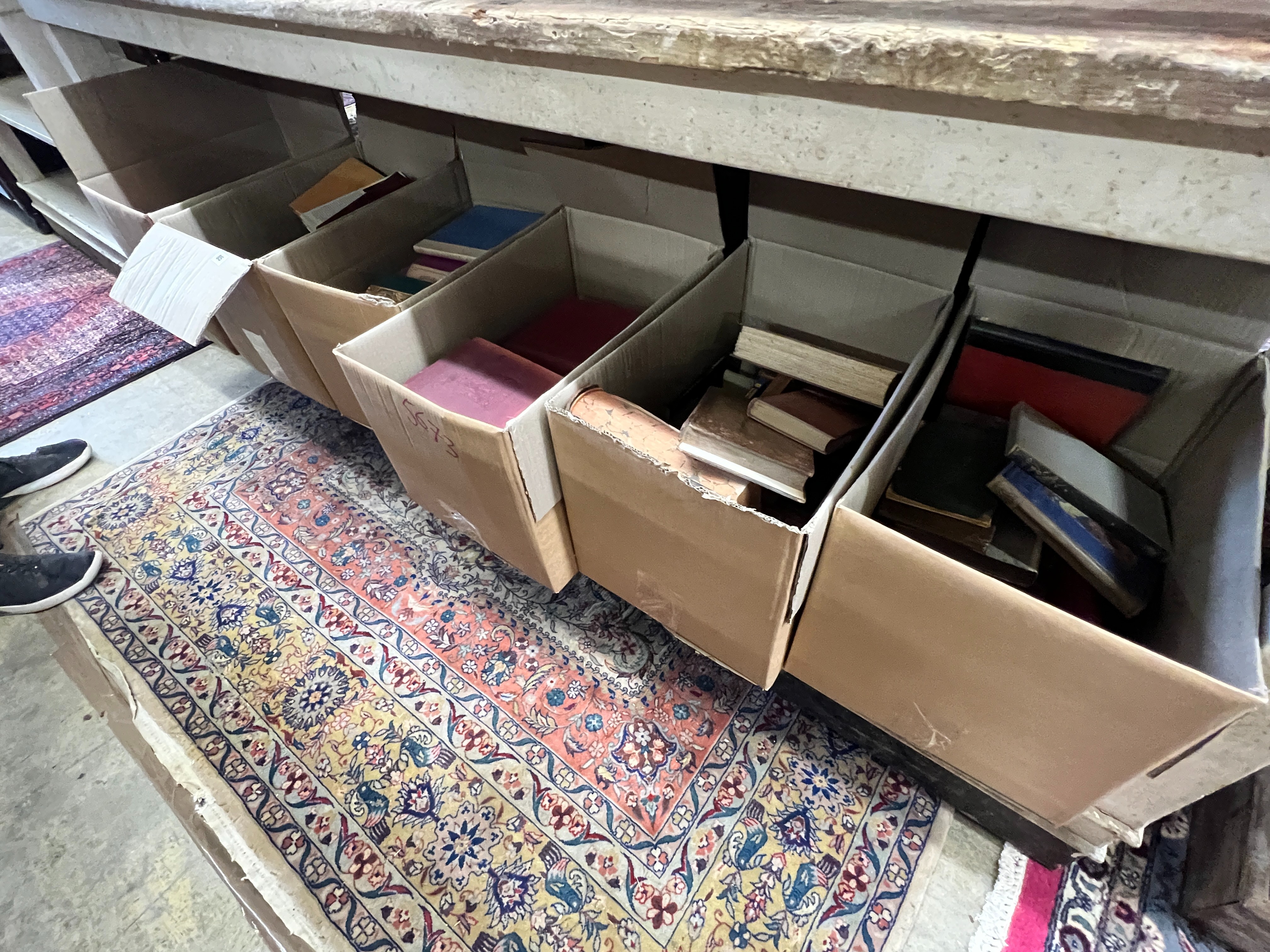Six boxes of assorted books, reference, local history, etc.